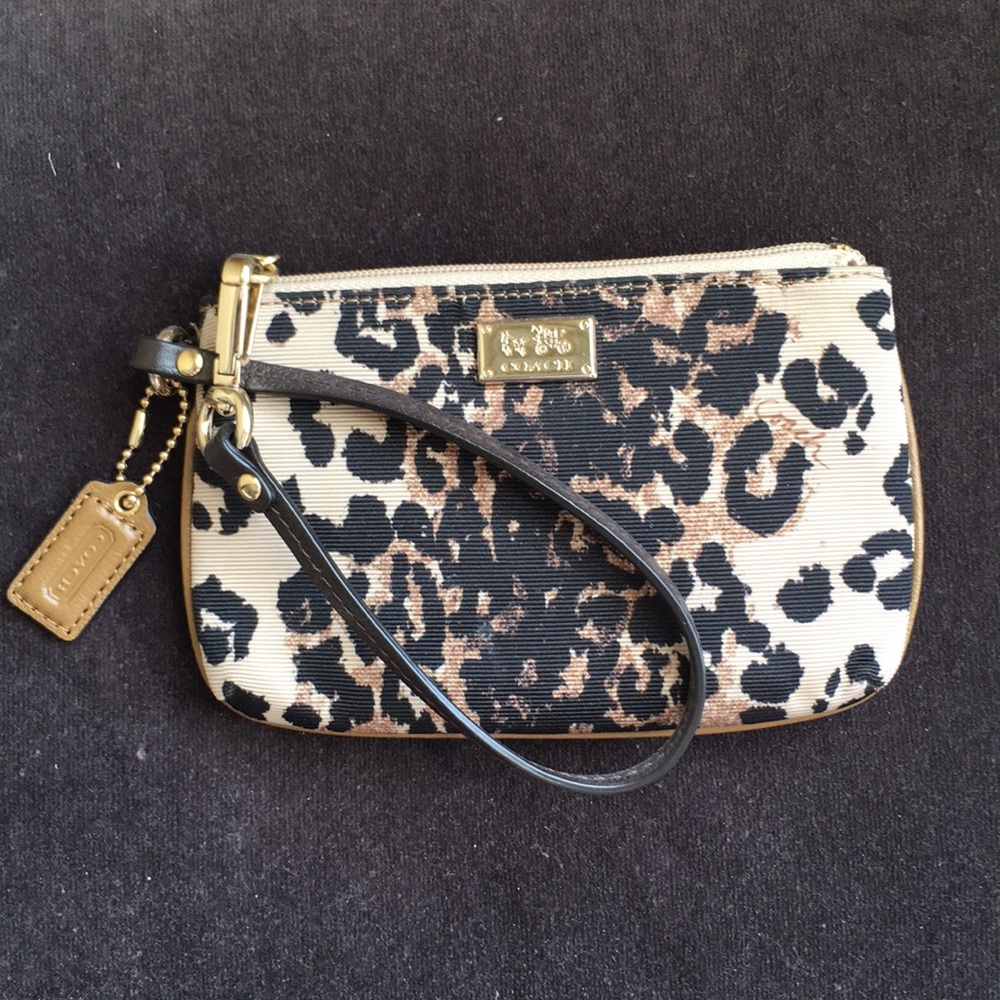 Coach leopard print wristlet